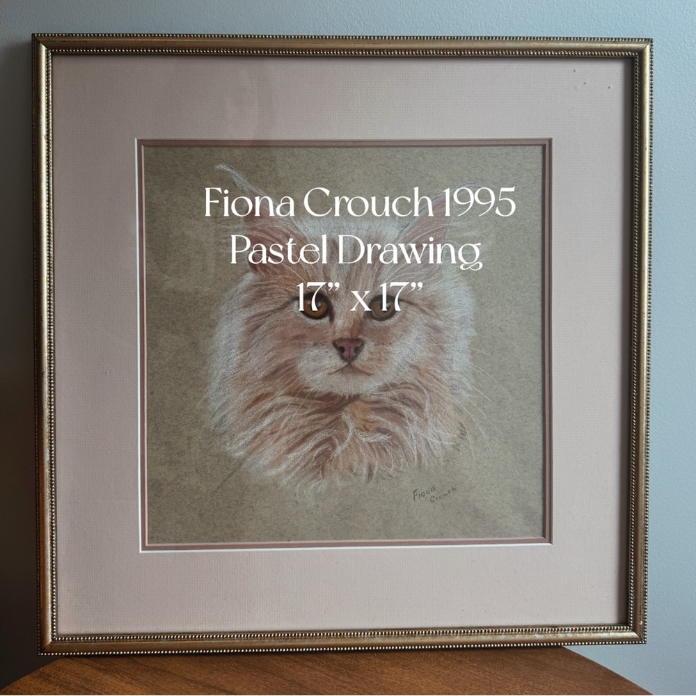 Vintage 1995 Cat Portrait by Fiona Crouch
